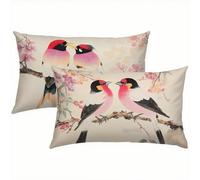 Pájaro Fundas Cojines 40x60 Terciopelo Juego de 2, Funda Cojin Pink Súper Suaves y Cómodas, Funda de Almohada con Cremallera Oculta, Durable y Fácil Cuidado, para Sofá, Cama, Silla o Jardín S5-170