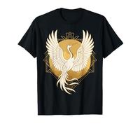 Pájaro Grulla Japonés Art Deco Sun Minimal Zen Camiseta