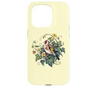 Pájaro jilguero europeo con hiedra y flores amarillas Carcasa para iPhone 15 Pro