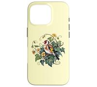 Pájaro jilguero europeo con hiedra y flores amarillas Carcasa para iPhone 16 Pro