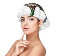 Pájaro marrón, pato salvaje, ánade real, acuarela, temporada de caza,Gorro de dormir de satén para adultos - Gorro de dormir elástico para mujer, cubrecabello nocturno