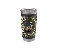 Pájaro Pelícano Rodeado De Flores De Magnolia Vaso térmico de acero inoxidable de doble pared