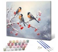 Pájaro Pintar por Numeros Niños, Pintar por Numeros Adultos Invierno Paint by Numbers Principiantes, Manualidades Niños 10 Años DIY Kit de Pintura al Óleo de Lienzo Decoracion 20x30cm Sin Marco Y3-651