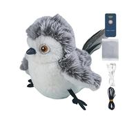 Pájaro revuelto con hierba gatera, juguete de gatito que canta automáticamente - Juguetes interactivos de plumas de gato realistas - Juguete de gatito suave y Flapping Bird para gatos de