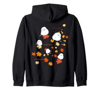 Pájaro Shimaenaga | Arce | Hojas de otoño | Arce | Japón | Pájaro Blanco en Hokkaido | Otoño Sudadera con Capucha