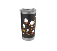 Pájaro Shimaenaga | Arce | Hojas de otoño | Arce | Japón | Pájaro blanco en Hokkaido | Otoño Vaso térmico de acero inoxidable de doble pared