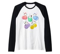 Pájaro Shimaenaga | Macarons | Colorido | Lindo | Japón | Hada de Hokkaido | Aves con Cola Larga Camiseta Manga Raglan