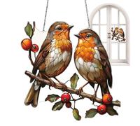 Pájaros acrílicos teñidos, decoración de ventanas acrílicas teñidas | Pájaros en AST - Panel de ventana acrílica - Decoración de jardín de pared doble para el hogar, decoración de pared multicolor