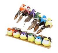 Pájaros Artificiales - 12 x Decoraciones de pájaros únicas con cola de plumas - Pájaros con clip para decoración de árbol de Navidad, decoración invernal de festivales de temporada