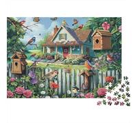 Pájaros Casa Jardín Rompecabezas 1000 Piezas Arte del jardín de Aves Cartón para Adultos Regalo Cumpleaños para Decorar Oferta 52x38cm/1000pcs