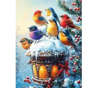 Pájaros Coloridos en un muñeco de Nieve Rompecabezas 500 Piezas Cartón Resistente para Mayores Sueño Mágico de Ciencia Ficción Desarrollo Lógica Entretenimiento Toda La Familia Decoración Salón Reyes