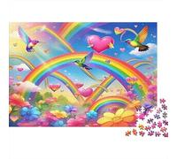 Pájaros del Amor del Arco Iris Puzzles 1000 Piezas Papel Reciclado para Adultos Puzzle para Adultos Juego difícil y desafiante Excelente Idea de Regalo para niños a Partir de 12 años 52x38cm/1000pcs
