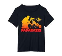 Pájaros, Paparazzi, Apertura, Objetivo, Fotografía Camiseta, Mujer Tallas Grandes, Negro, 3XL Grande