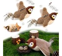 Pajaros para Gatos, Flapping Bird Cat Toy, Pájaro Recargable por USB con 3 Niveles Ajustables, Juguete Interactivo de Hierba gatera con Control Remoto, Pájaro aleteo eléctrico para Jugar (2PCS)