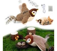 Pajaros para Gatos, Flapping Bird Cat Toy, Pájaro Recargable por USB con 3 Niveles Ajustables, Juguete Interactivo de Hierba gatera con Control Remoto, Pájaro aleteo eléctrico para Jugar (1PC)