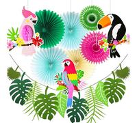 pájaros tropicales recortables de papel panal loro panal hojas de palmera banner hawaiian beach luau party hanging decorations tiki bar supplies