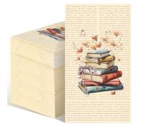 Pajean 100 servilletas vintage de flores silvestres con historias, periódicos, libros, clubes, servilletas de papel, decoración retro floral, toalla de mano desechable para lectura, club temático