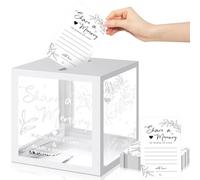 Pajean 50 Pcs Greenery Share a Memory Card for Celebration of Life Memory Cards Box with Transparent Windows Memory Box for Funeral Wedding Birthday Graduation Bridal Shower Guest Card Ideas (White)