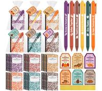Pajean 96 Pcs Thanksgiving Stationery Set 24 Thanksgiving Notebooks with 24 Pens 24 Cards 24 Gifts Bags for Home Exchange Gifts School Classroom Office Party Favors Supplies