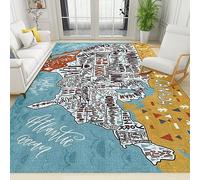 PAJEON Alfombra para Habitación Infantil La Carta de los Estados Unidos Kids Classroom, 100 x 150 cm Fácil de Mantener Interior Moqueta, Ecológico Paillasson Interior - para Habitación de Niños