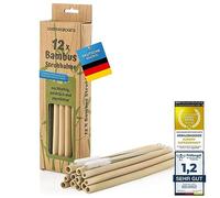 Pajillas de bambú reutilizables - juego de 12 piezas de pajillas bio-lógicas con cepillo de limpieza