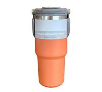 Pajita aislada - Taza aislada de mano de acero inoxidable de 500 ml, tapa resistente a fugas, diseño de agarre cómodo, estructura de doble pared al vacío, compacta y fácil de transportar