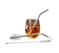 Pajita batidora, herramienta de bebida reutilizable 2 en 1, mezclador de cóctel con batidor largo, popote de metal con cepillo de limpieza, accesorio de vaso, para viajes, café, bebidas frías y