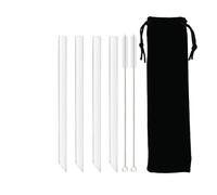 Pajita Cristal Pajitas de vidrio reutilizables 12/14,0 mm y rectas(12mm 4Pcs Black)