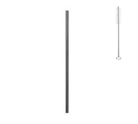 Pajita De Acero Inoxidable 100 pajitas de metal reutilizables de acero inoxidable 304, coloridas, for bebidas de bar y fiestas.(Black Straight)