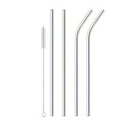 Pajita De Acero Inoxidable 4 Pajitas De Acero Inoxidable Con Cepillo De Limpieza, Pajitas De Repuesto For Vasos Stanley De 40 Oz.(Silver)