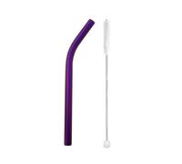 Pajita De Acero Inoxidable 5pcs 12x215mm Metal Straw 8.5'' Reusable Drinking Straws For Bubble Tea Boba Smoothies Milkshakes(Purple bent)