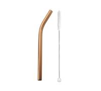 Pajita De Acero Inoxidable 5pcs 12x215mm Metal Straw 8.5'' Reusable Drinking Straws For Bubble Tea Boba Smoothies Milkshakes(Rosegold bent)