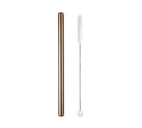 Pajita De Acero Inoxidable 5pcs 12x215mm Metal Straw 8.5'' Reusable Drinking Straws For Bubble Tea Boba Smoothies Milkshakes(Rosegold straight)