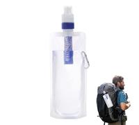 Pajita de filtro de agua personal - Purificación de aguas portátil, incluye botella, paja y mosquetones | Paja de filtro de botella plegable para senderismo, camping, viajes, exteriores, emergencia