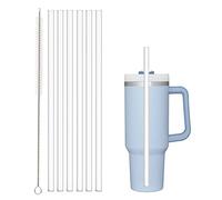 Pajita de repuesto compatible con Stanley vaso de 40 onzas, 30 onzas, paquete de 6 pajitas reutilizables con cepillo de limpieza, plástico, transparente