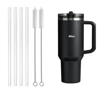 Pajita de repuesto compatible con vaso Stanley Quencher ProTour de 40 onzas, 4 pajitas reutilizables con cepillo de limpieza, plástico, transparente (pajitas para vaso Stanley de 40 onzas)