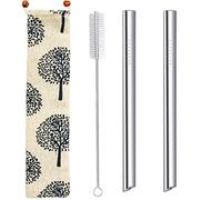 Pajitas Boba de acero inoxidable extra anchas 12mm reutilizables metal para té burbujas batidos batido jumbo con cepillo limpiador bolsa transporte diseño punta afilada 2 pcs