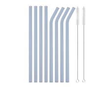 Pajitas Cristal Pajita de vidrio de colores, pajita for beber, pajita de vidrio reutilizable for cócteles, batidos, accesorios de barra Para CóCtel(8Pcs Light Blue)