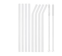 Pajitas Cristal Pajita de vidrio de colores, pajita for beber, pajita de vidrio reutilizable for cócteles, batidos, accesorios de barra Para CóCtel(8Pcs White)