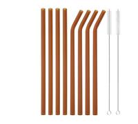 Pajitas Cristal Pajita de vidrio de colores, pajita for beber, pajita de vidrio reutilizable for cócteles, batidos, accesorios de barra Para CóCtel(8Pcs Amber)