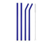 Pajitas Cristal Pajita de vidrio de colores, pajita for beber, pajita de vidrio reutilizable for cócteles, batidos, accesorios de barra(4Pcs Dark Blue)