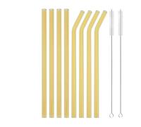 Pajitas Cristal Pajita de vidrio de colores, pajita for beber, pajita de vidrio reutilizable for cócteles, batidos, accesorios de barra(8Pcs Gold)