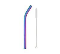 Pajitas de acero inoxidable 2pcs Reusable Drinking Straw Stainless Steel 12mm Wide Metal Straws Set Milkshake Bubble Tea(Rainbow Bent)