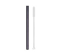 Pajitas De Acero Inoxidable 2pcs Reusable Drinking Straw Stainless Steel Straw 12mm Wide Metal Straws Set Milkshake Bubble Tea Straw(Black Straight)