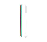 Pajitas De Acero Inoxidable 2pcs Reusable Drinking Straw Stainless Steel Straw 12mm Wide Metal Straws Set Milkshake Bubble Tea Straw(Rainbow Sharp)
