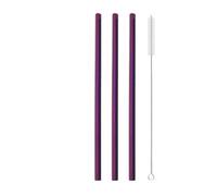 Pajitas De Acero Inoxidable 3Pcs Reusable Heart Shaped Drinking Straw With Brush Stainless Steel Straws For Juice Milk Tea Coffee Bar Party(3Pcs Purple)