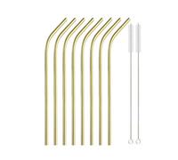 Pajitas De Acero Inoxidable 4/8 pajitas reutilizables de acero inoxidable for batidos, zumos, licuados y cócteles para zumos(Gold 10Pcs)