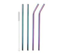 Pajitas De Acero Inoxidable 4 pajitas largas de acero inoxidable con cepillo de limpieza. Pajitas de repuesto for vasos Stanley de 40 oz.(Multicolor)
