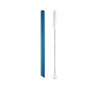 Pajitas De Acero Inoxidable 5pcs 12x215mm Metal Straw 8.5'' Reusable Drinking Straws For Bubble Tea Boba Smoothies Milkshakes(Blue sharp)