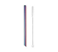 Pajitas De Acero Inoxidable 5pcs 12x215mm Metal Straw 8.5'' Reusable Drinking Straws For Bubble Tea Boba Smoothies Milkshakes(Rainbow sharp)